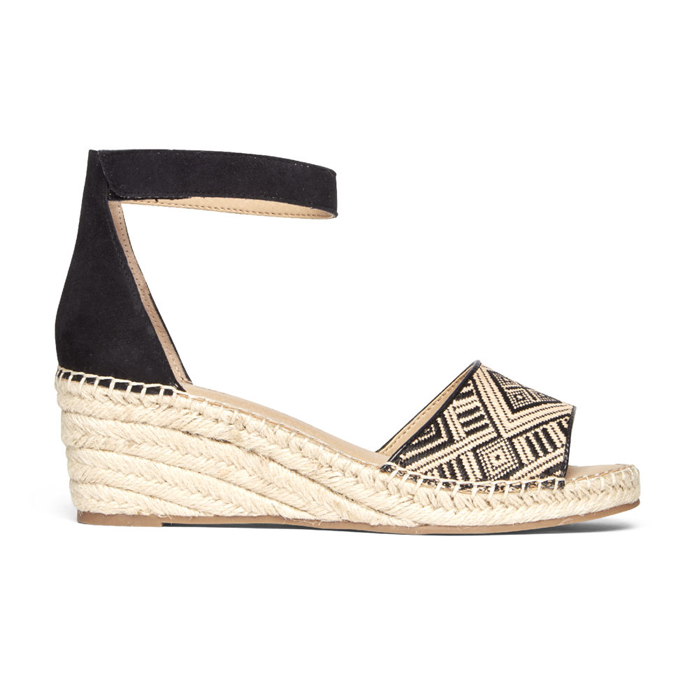 Rockport Sandals For Womens Beige/Black - Marah Woven Ankle Strap - UA8371049